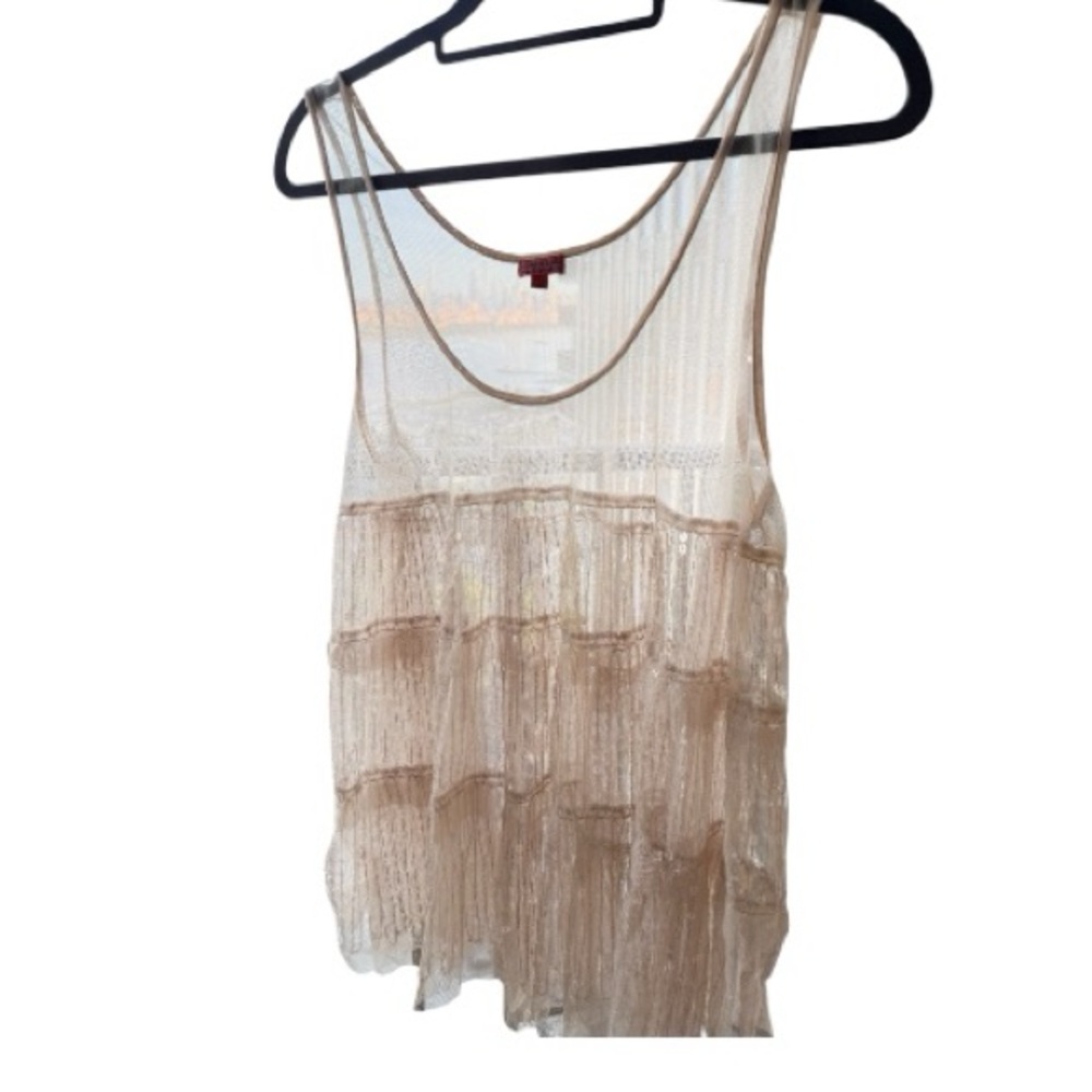 Chan Luu Sheer Beige Sleeveless Top